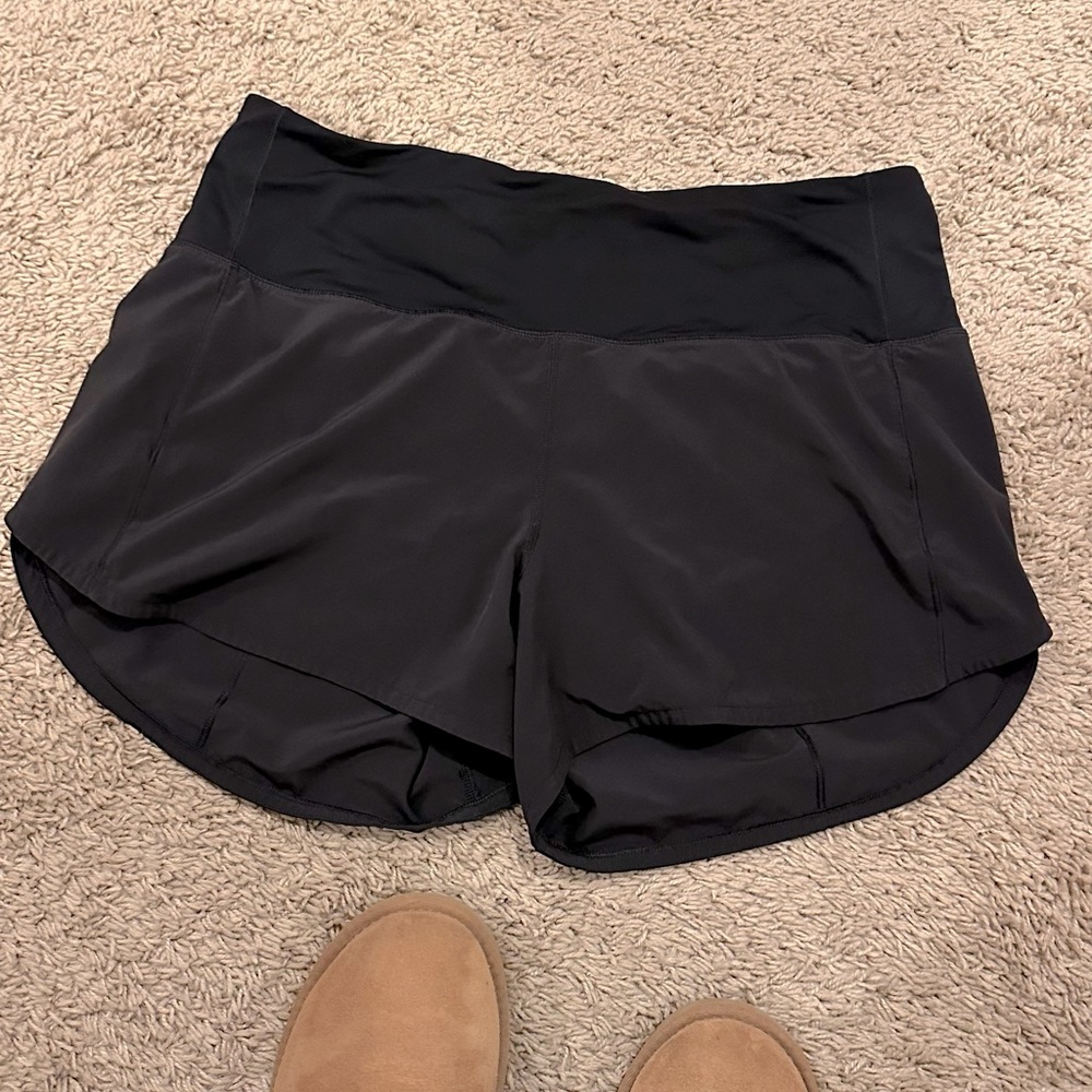lululemon black speed up shorts 4” size 8